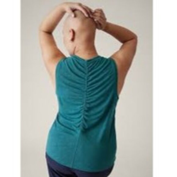 Athleta Breezy Ruched Tank Top Shirt Green/Blue Teal Workout Athletic Medium NWT - Picture 10 of 10